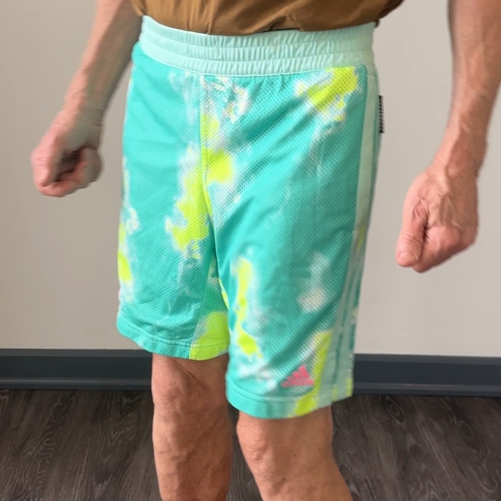 Adidas Turquoise and Lime Tie-Dye Shorts - Picture 4 of 17